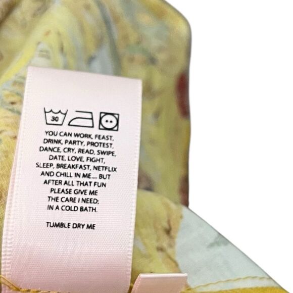 Selkie Tea Rose Dress Women’s Small Yellow Sunflower Cotton Puff Sleeve Midi - Picture 13 of 15